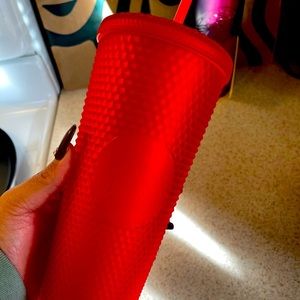 Matte red studded Starbucks tumbler